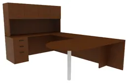 U Shape Office Desk with Hutch - Amber