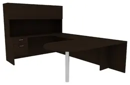 U Shape Desk with Hutch - Amber