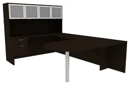 U Shaped Desk with Hutch - Amber