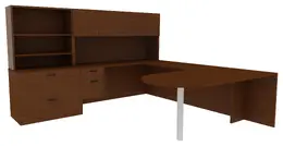 U Shaped Peninsula Desk with Storage - Amber