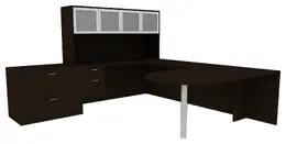 U Shaped Desk with Storage - Amber