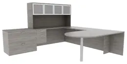 U Shaped Desk with Storage - Amber