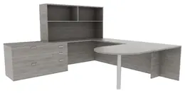 Desk with Shelves and Drawers - Amber