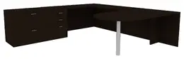 U Shaped Desk with Filing Cabinet - Amber
