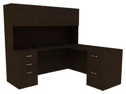 L Shaped Desk with Hutch - Amber