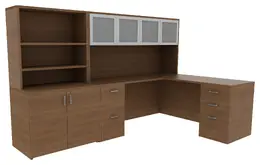 L Desk with Storage - Amber