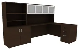 L Shaped Desk with Storage - Amber