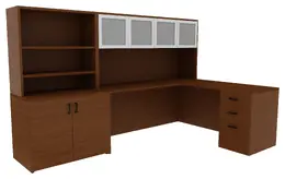 L Shaped Desk with Storage - Amber