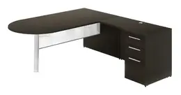 L Shaped Peninsula Desk with Glass Modesty Panel - Potenza