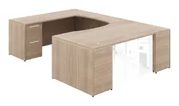 U Shaped Desk with Glass Modesty Panel - Potenza