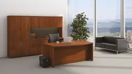 Bow Front Desk and Credenza with Storage - Concept 70