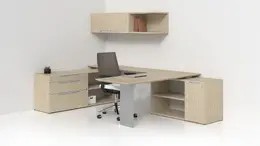 U Shaped Desk with Drawers and Shelves - Nex