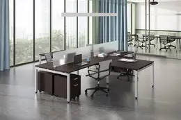 4 Person Desk with Privacy Panels - Elements