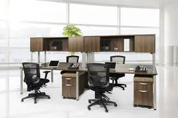 4 Person Workstation Desk with Hutch - Elements