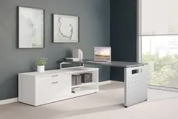 Modern L Shaped Desk with Side Storage - Elements