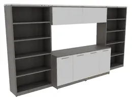 Storage Credenza with Bookcases and Hutch - Potenza