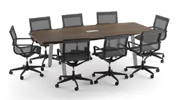 Boat Shaped Conference Table with Metal Legs - Elements