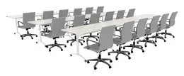 Three Rows of Flip Top Training Tables - Attivo