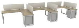 3 Person Desk with Privacy Panels - Veloce