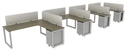 4 Person Desk with Privacy Panels - Veloce