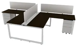 2 Person Workstation with Privacy Panels - Veloce