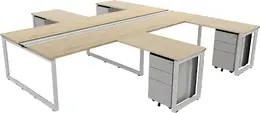 4 Person Workstation with Drawers - Veloce