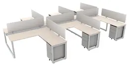 6 Person Workstation with Privacy Panels - Veloce