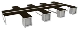 8 Person Workstation with Drawers - Veloce