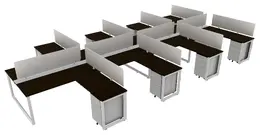 8 Person Workstation with Privacy Panels - Veloce