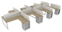 8 Person Workstation with Privacy Panels - Veloce