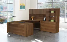 Bow Front U Shaped Desk with Storage - Napa