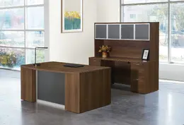 Bow Front Desk and Credenza with Hutch - Napa