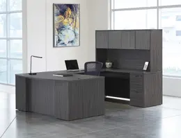 Bow Front U Shaped Desk with Hutch - Napa