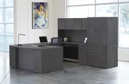 Bow Front U Shaped Desk with Storage - Napa