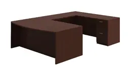 Bow Front U Shaped Desk - Amber