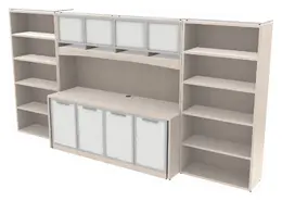 Credenza Wall Unit with Hutch and Bookcases - Potenza