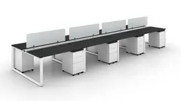 8 Person Workstation with Privacy Panels - Veloce