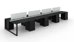 8 Person Workstation with Privacy Panels - Veloce