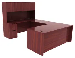 U Shaped Desk with Hutch - PL Laminate