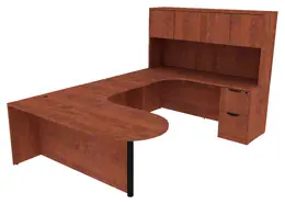 U Shaped Peninsula Desk with Hutch - PL Laminate