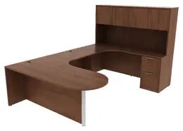 U Shaped Peninsula Desk with Hutch - PL Laminate