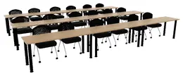 Three Rows of Training Tables - Round Legs - PL Laminate