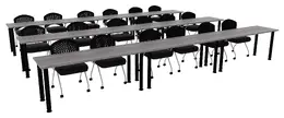 Three Rows of Training Tables - Round Legs - PL Laminate