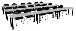 Three Rows of Training Tables - Round Legs - PL Laminate