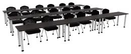 Three Rows of Training Tables - Round Legs - PL Laminate