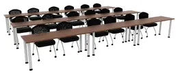 Three Rows of Training Tables - Round Legs - PL Laminate