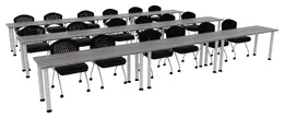 Three Rows of Training Tables - Round Legs - PL Laminate