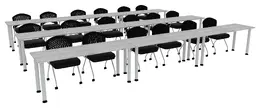 Three Rows of Training Tables - Round Legs - PL Laminate