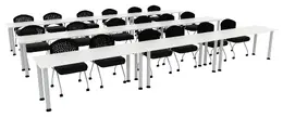 Three Rows of Training Tables - Round Legs - PL Laminate