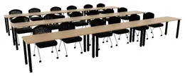 Three Rows of Training Tables - Square Legs - PL Laminate